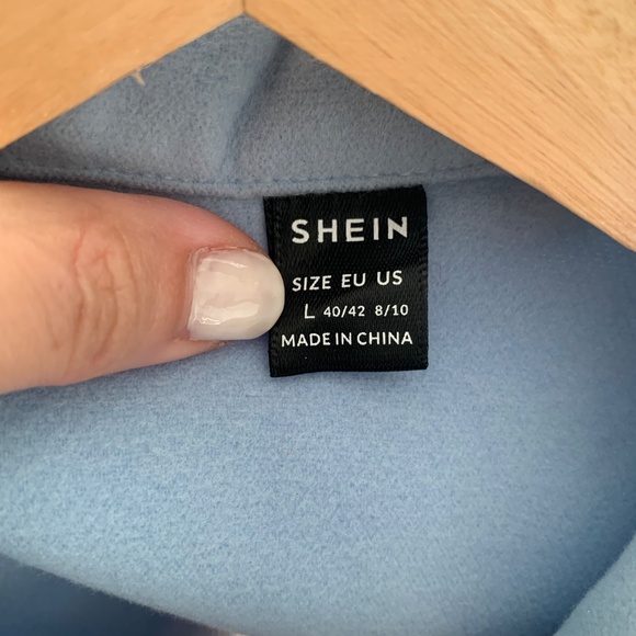 NWOT SHEIN BABY BLUE CROPPED JACKET L - Picture 5 of 5